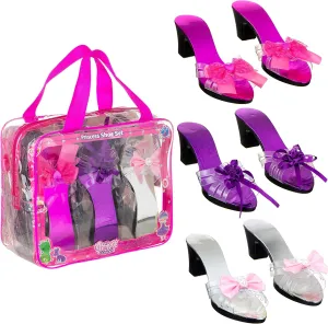 3 Pack Dress Up Kids Royalty Heels - Pretend Play High Heels for Kids, Princess Play Dress Shoes - Toddler Size 7-10