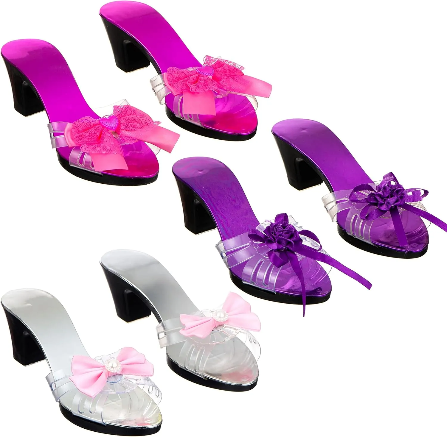 3 Pack Dress Up Kids Royalty Heels - Pretend Play High Heels for Kids, Princess Play Dress Shoes - Toddler Size 7-10