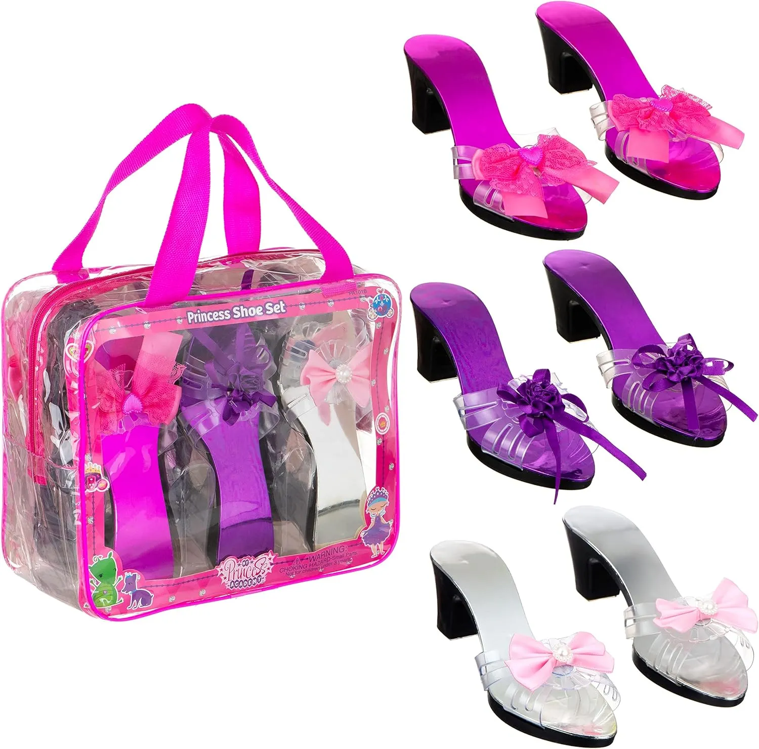 3 Pack Dress Up Kids Royalty Heels - Pretend Play High Heels for Kids, Princess Play Dress Shoes - Toddler Size 7-10