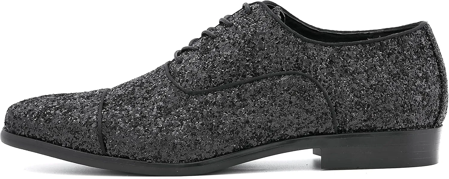 Amali Barnes Mens Dress Shoes Sparkly Glitter Encrusted Tuxedo Slip on Loafers for Men - The Original Smoking Men Dress Shoes Runs Large - GO 1/2 Size Down