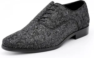Amali Barnes Mens Dress Shoes Sparkly Glitter Encrusted Tuxedo Slip on Loafers for Men - The Original Smoking Men Dress Shoes Runs Large - GO 1/2 Size Down