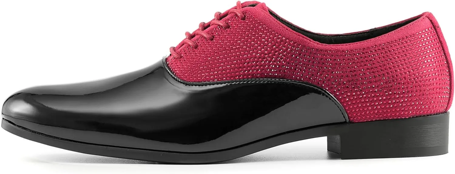 Amali Barnes Mens Dress Shoes Sparkly Glitter Encrusted Tuxedo Slip on Loafers for Men - The Original Smoking Men Dress Shoes Runs Large - GO 1/2 Size Down