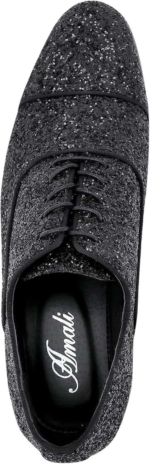 Amali Barnes Mens Dress Shoes Sparkly Glitter Encrusted Tuxedo Slip on Loafers for Men - The Original Smoking Men Dress Shoes Runs Large - GO 1/2 Size Down