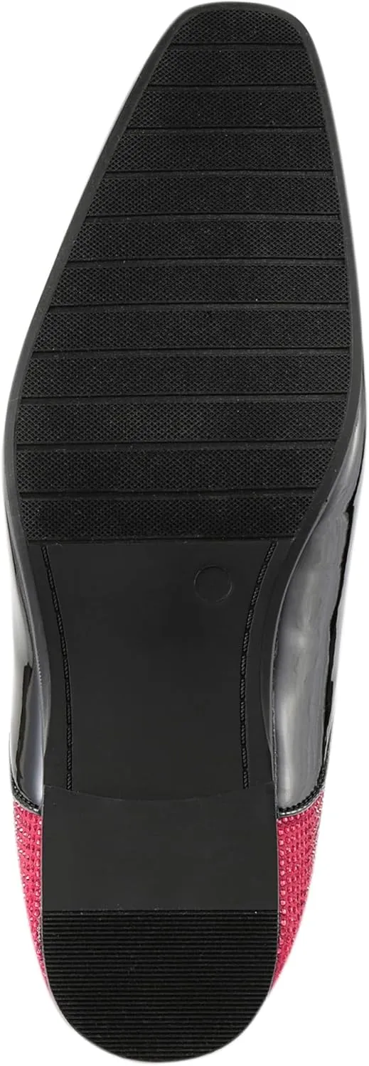 Amali Barnes Mens Dress Shoes Sparkly Glitter Encrusted Tuxedo Slip on Loafers for Men - The Original Smoking Men Dress Shoes Runs Large - GO 1/2 Size Down