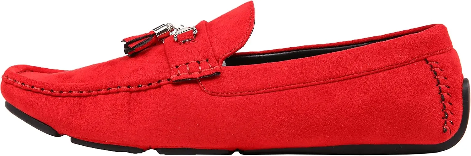 Amali Dyer Moccasins for Men – Mens Microfiber Tassel Driving Dress Shoes Moccasins Slippers Slip on Shoes Men Driving Casual Moccasin Loafer