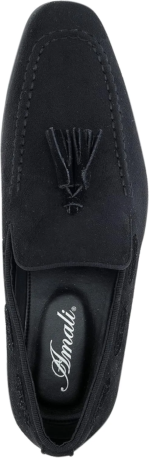 Amali Heath - Mens Dress Shoes with Gunmetal Horn Tassels with Luxurious Velvet - Formal Loafers for Men - The Original Smoking Men Slip-On