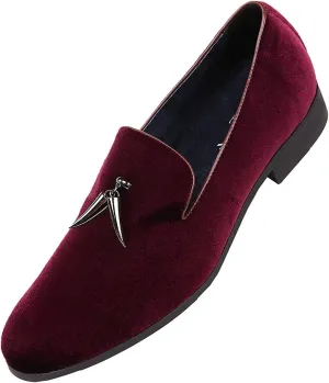 Amali Heath - Mens Dress Shoes with Gunmetal Horn Tassels with Luxurious Velvet - Formal Loafers for Men - The Original Smoking Men Slip-On