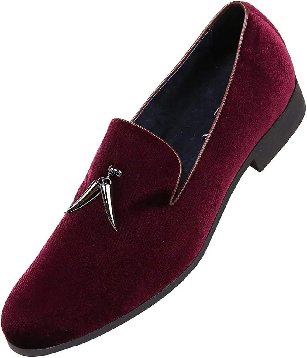 Amali Heath - Mens Dress Shoes with Gunmetal Horn Tassels with Luxurious Velvet - Formal Loafers for Men - The Original Smoking Men Slip-On