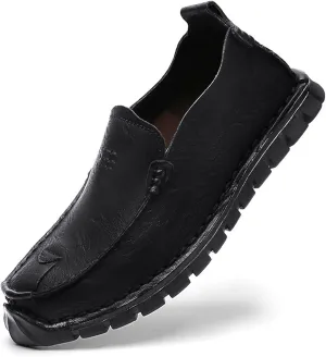 AngryMonkey Men's Causal Loafers Slip on Leather Handmade Driving Business Work Oxford Flats Sneakers Comfortable Walking Lace-Up Dress Boat Shoes
