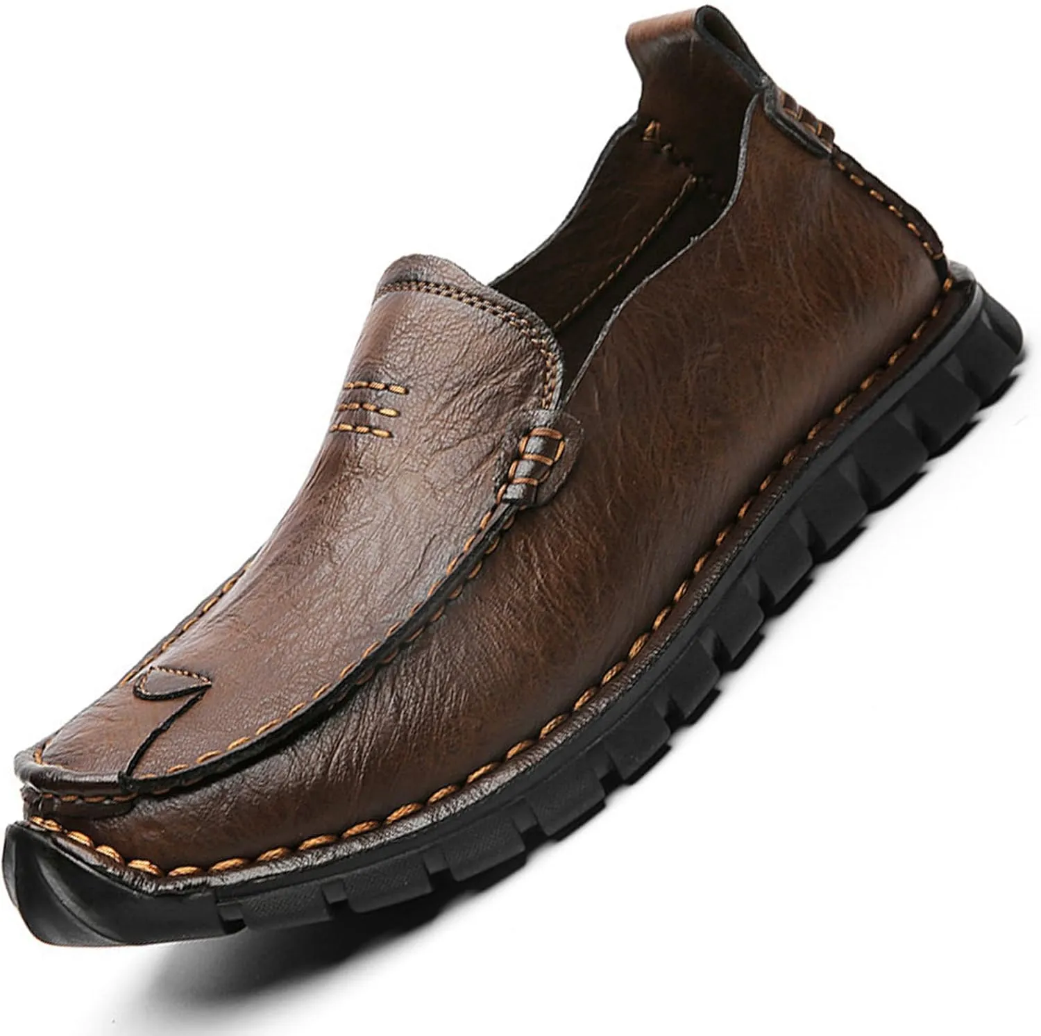 AngryMonkey Men's Causal Loafers Slip on Leather Handmade Driving Business Work Oxford Flats Sneakers Comfortable Walking Lace-Up Dress Boat Shoes