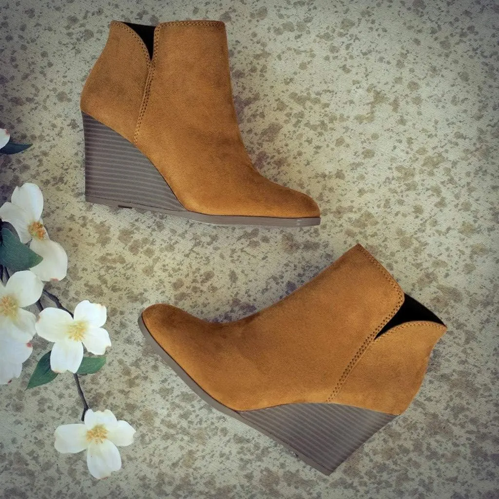 Ankle Boots for Women Leather Platform Wedges Booties Back Zip Vintage Snow Boots Casual Business Cowgirl Booties