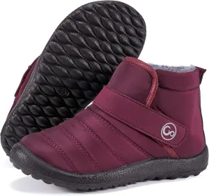 Aomigoct Boys Girls Winter Snow Boots: Waterproof Toddler Little Kid Boot with Fur Lined Easy Handles Unisex Child Warm Booties Comfortable Non Slip Walking