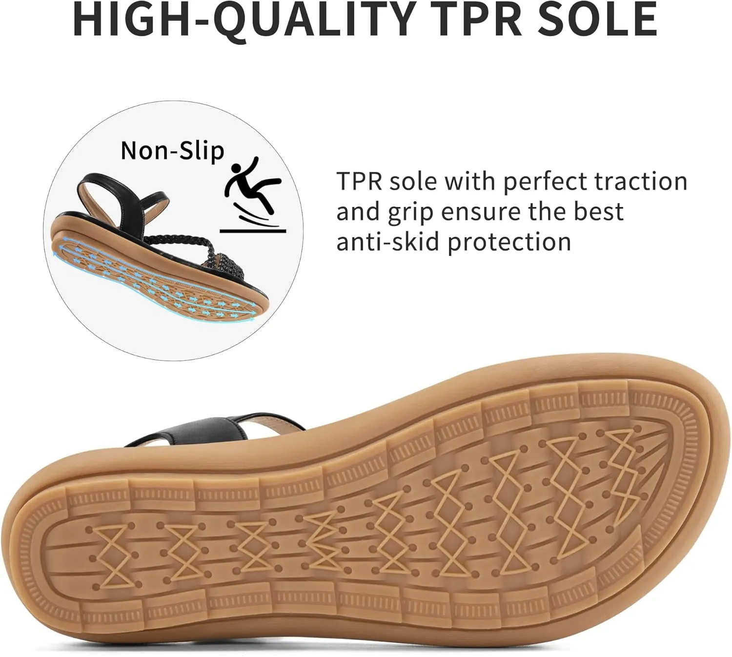Aomigoct Dressy Womens Sandals Summer: Comfortable Strappy Flats Sandals Women - Beach Walking Woman Shoes