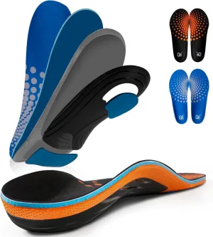 AOTENG STAR Plantar Fasciitis Insoles, High Arch Support Insoles for Plantar Fasciitis Relief Orthotic Shoe Insoles, 240 lbs Heavy Duty Shoe Inserts(Men 11(290mm), Orange & Blue)