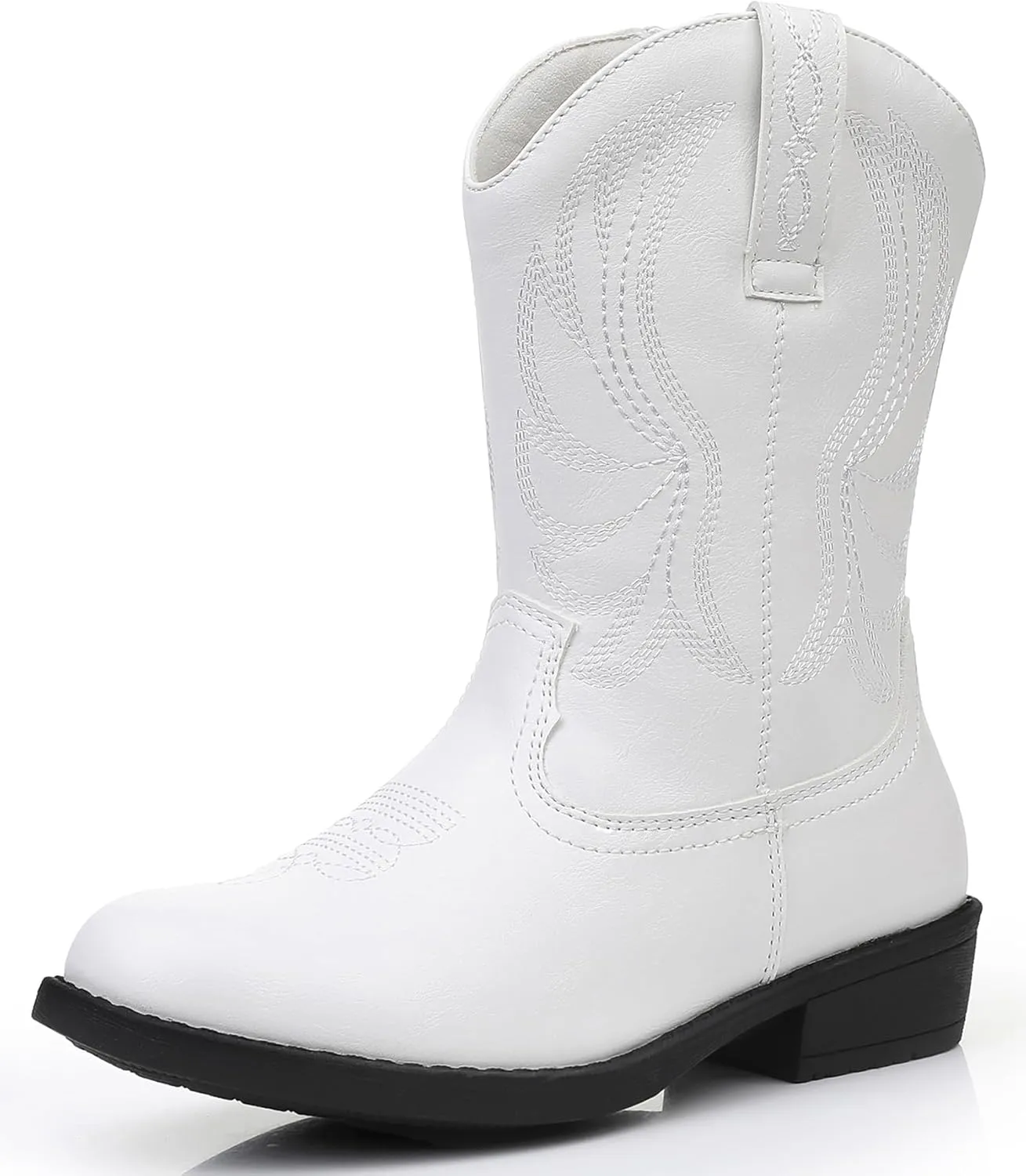 Apakowa Girls Cowboy Boots Side Zipper Cowgirl Boots Embroidered Western Style Toddler Little Kid Big Kid