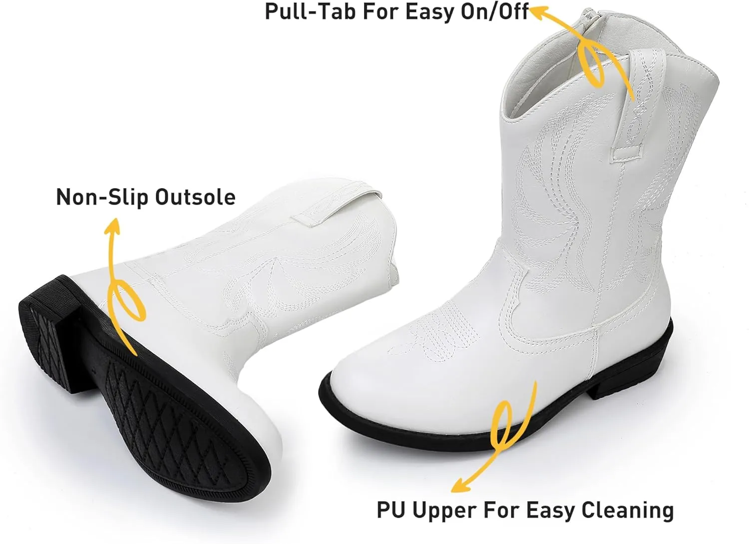 Apakowa Girls Cowboy Boots Side Zipper Cowgirl Boots Embroidered Western Style Toddler Little Kid Big Kid