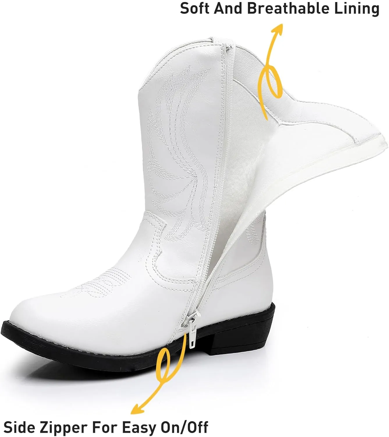 Apakowa Girls Cowboy Boots Side Zipper Cowgirl Boots Embroidered Western Style Toddler Little Kid Big Kid