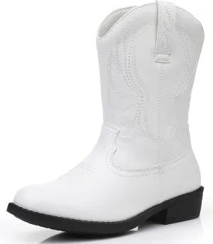 Apakowa Girls Cowboy Boots Side Zipper Cowgirl Boots Embroidered Western Style Toddler Little Kid Big Kid