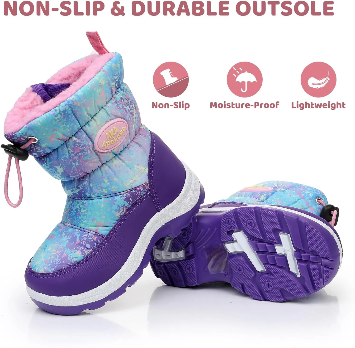 Apakowa Kid's Boys Girls Winter Snow Boots (Toddler/Little Kid)