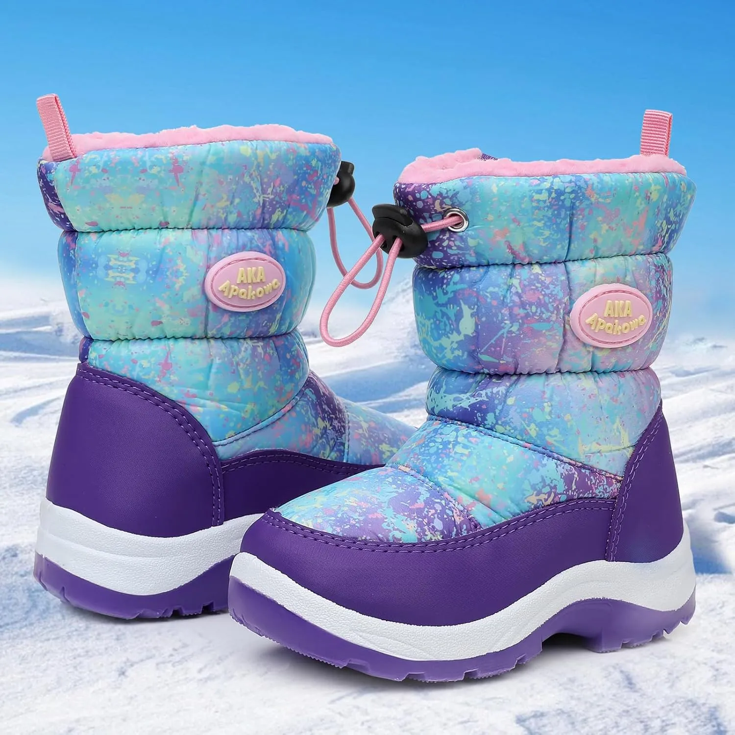 Apakowa Kid's Boys Girls Winter Snow Boots (Toddler/Little Kid)