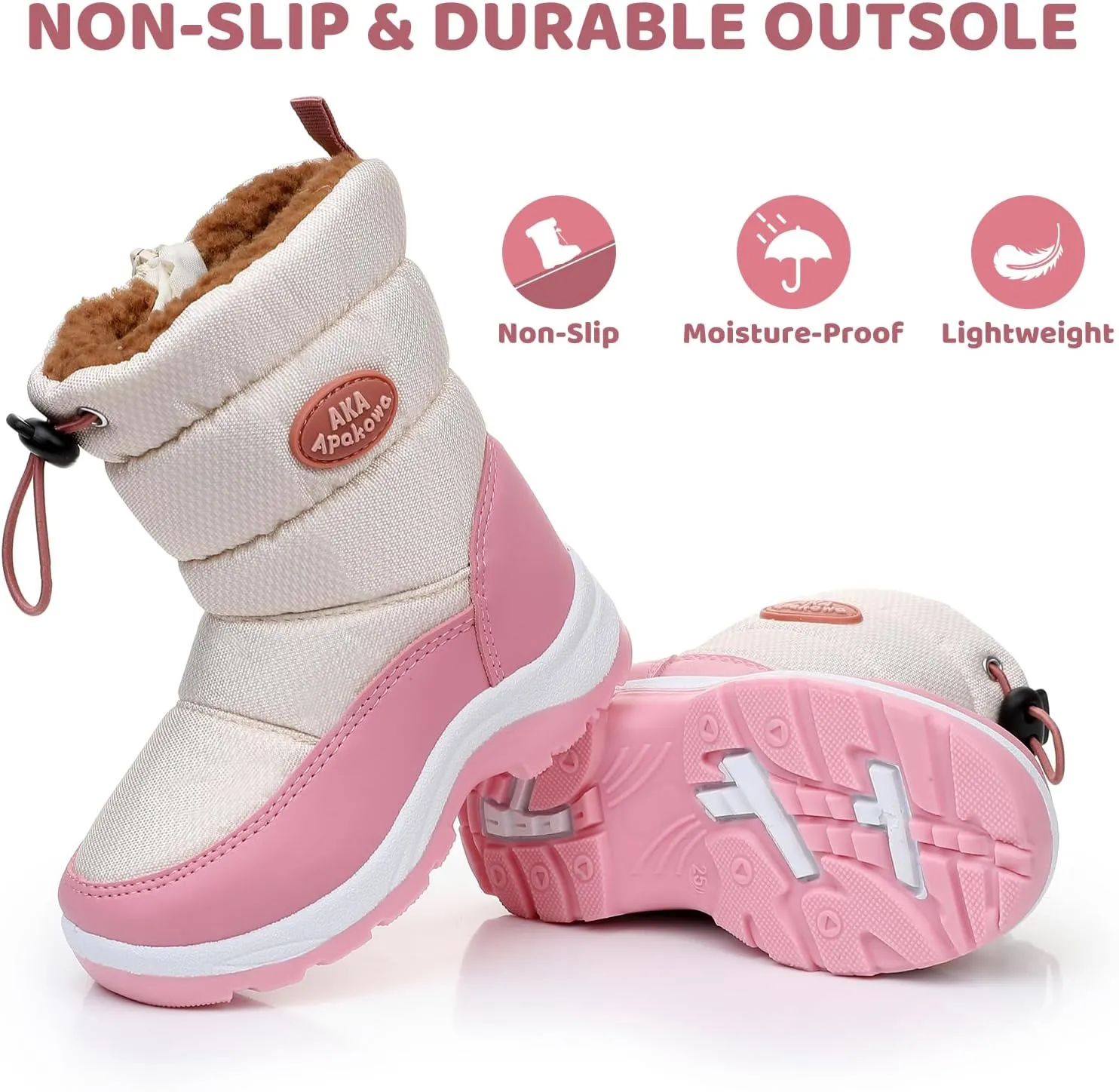 Apakowa Kid's Boys Girls Winter Snow Boots (Toddler/Little Kid)