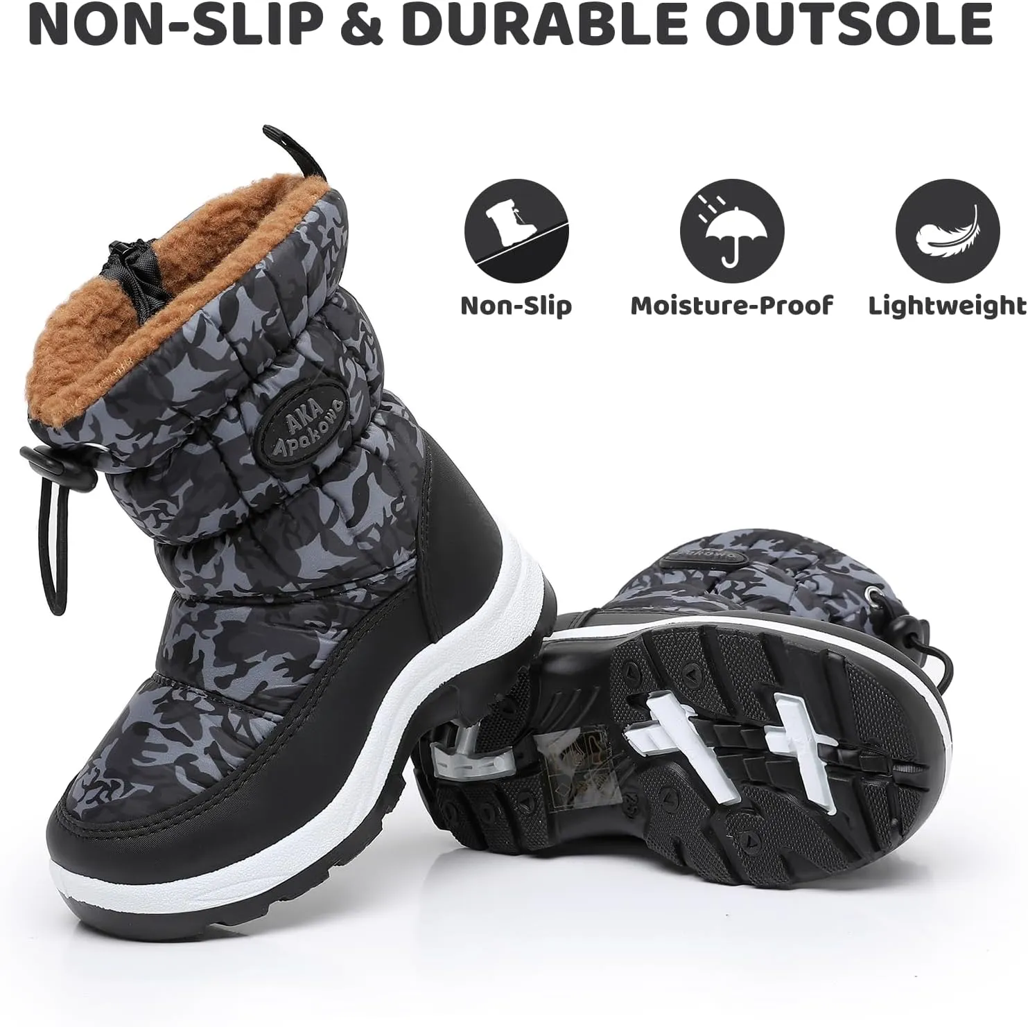 Apakowa Kid's Boys Girls Winter Snow Boots (Toddler/Little Kid)