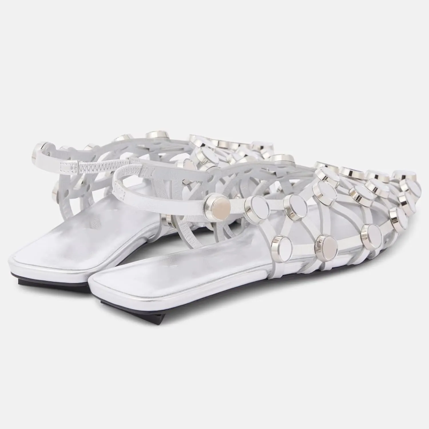Arqa Velvet Mesh Ballet Flats for Women Riveted Suede Leather Low Heel Shoes Backless Footwear & Ballet Pumps Ladies' Non-Slip Casual Ballet Flats