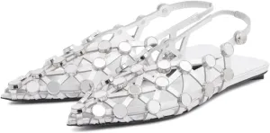 Arqa Velvet Mesh Ballet Flats for Women Riveted Suede Leather Low Heel Shoes Backless Footwear & Ballet Pumps Ladies' Non-Slip Casual Ballet Flats