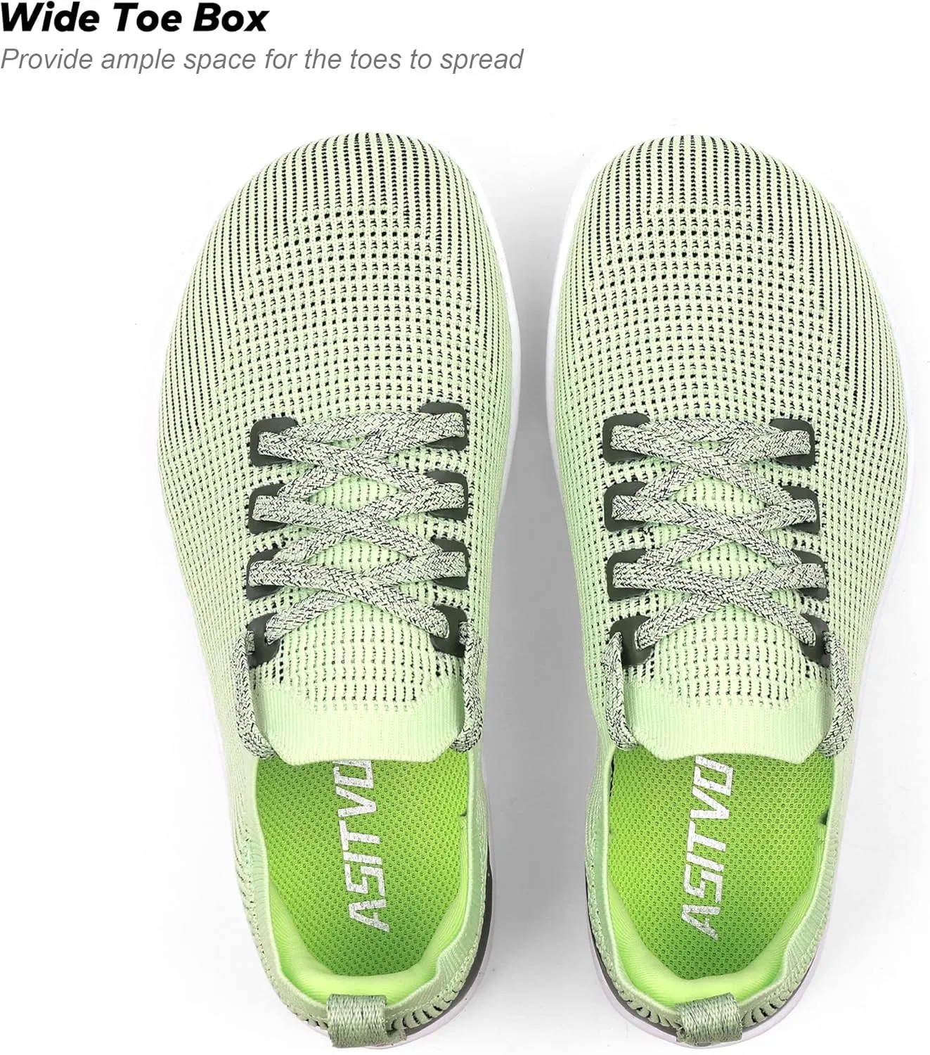 ASITVO Wide Women's Barefoot Zero Drop Sole Minimalist Width Toe Box Walking Shoes Sneakers Colourful Knit Upper