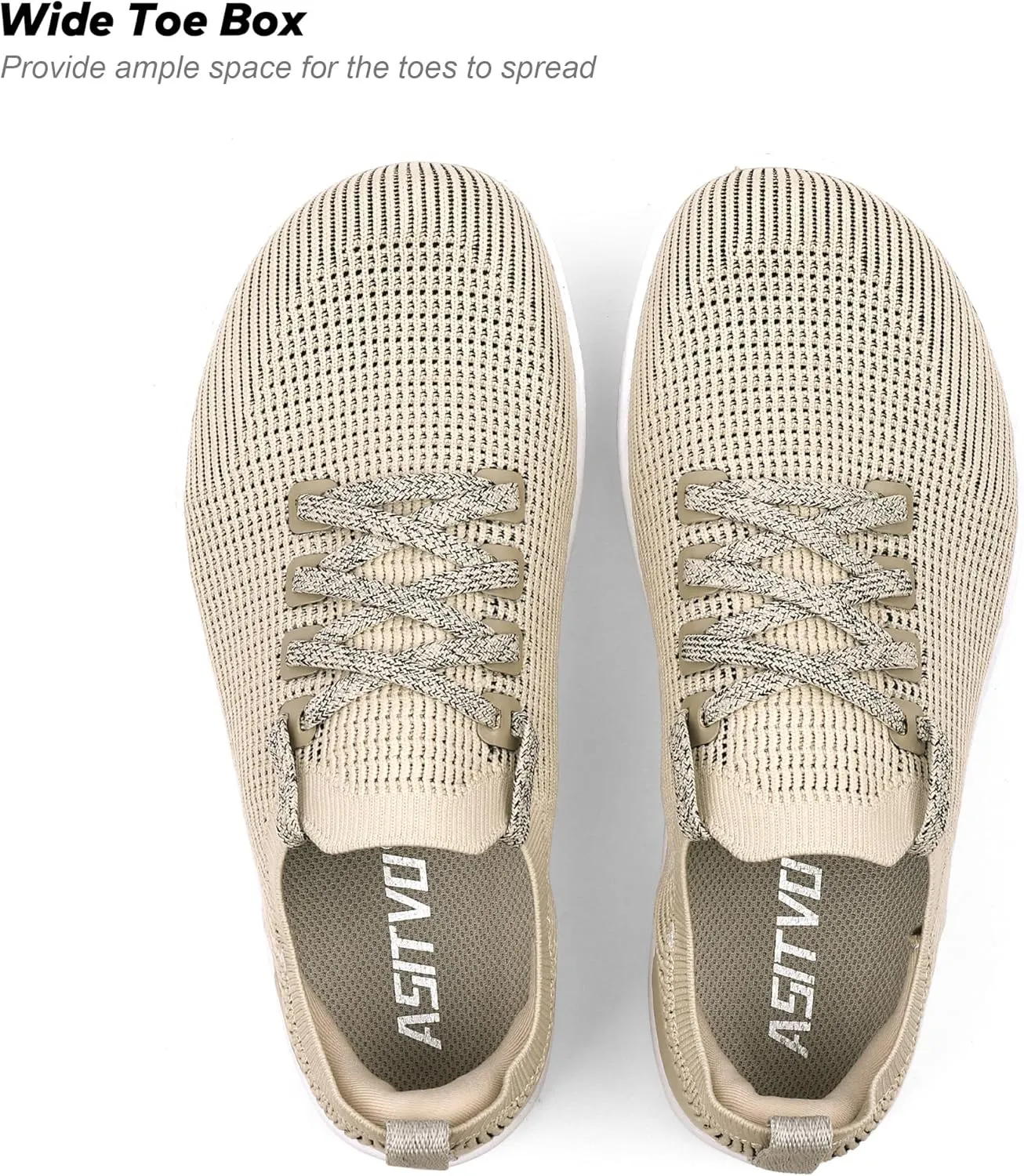 ASITVO Wide Women's Barefoot Zero Drop Sole Minimalist Width Toe Box Walking Shoes Sneakers Colourful Knit Upper