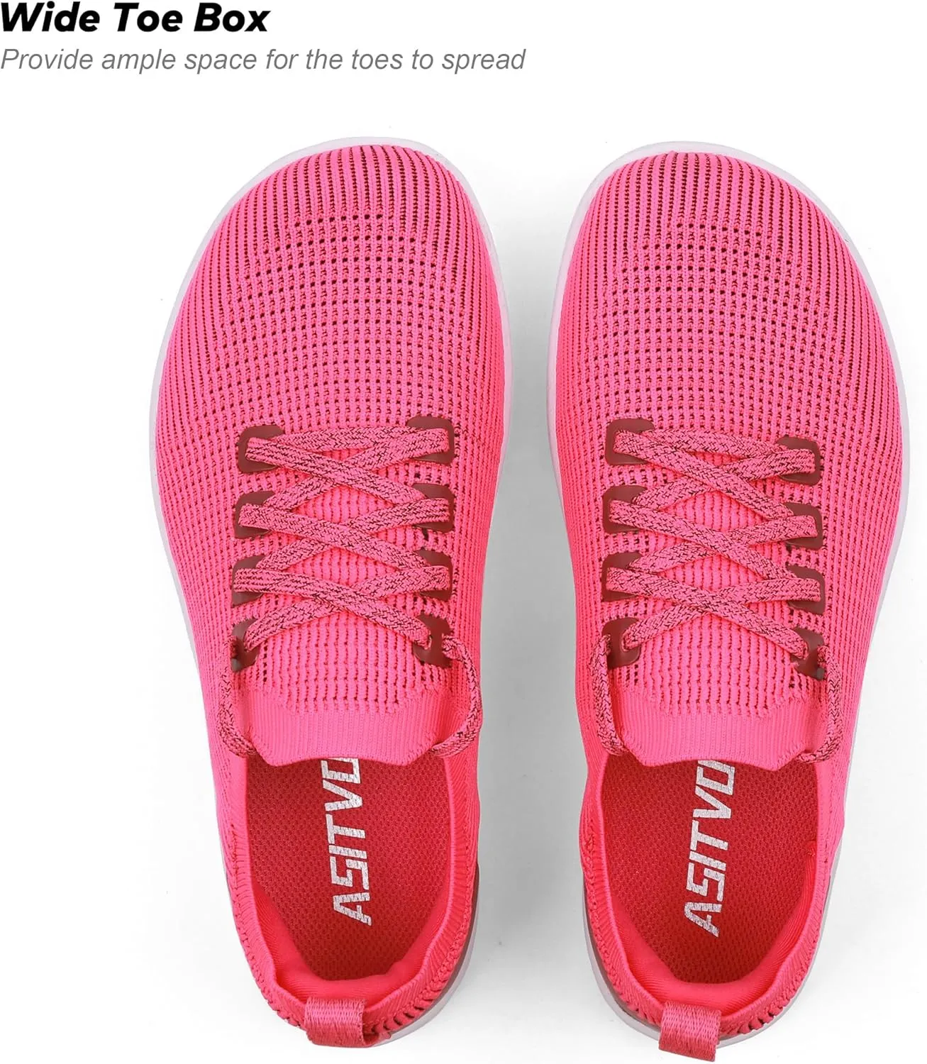 ASITVO Wide Women's Barefoot Zero Drop Sole Minimalist Width Toe Box Walking Shoes Sneakers Colourful Knit Upper