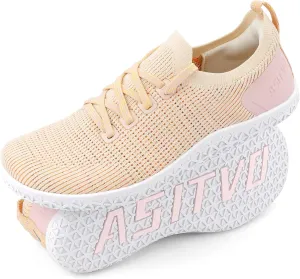 ASITVO Wide Women's Barefoot Zero Drop Sole Minimalist Width Toe Box Walking Shoes Sneakers Colourful Knit Upper