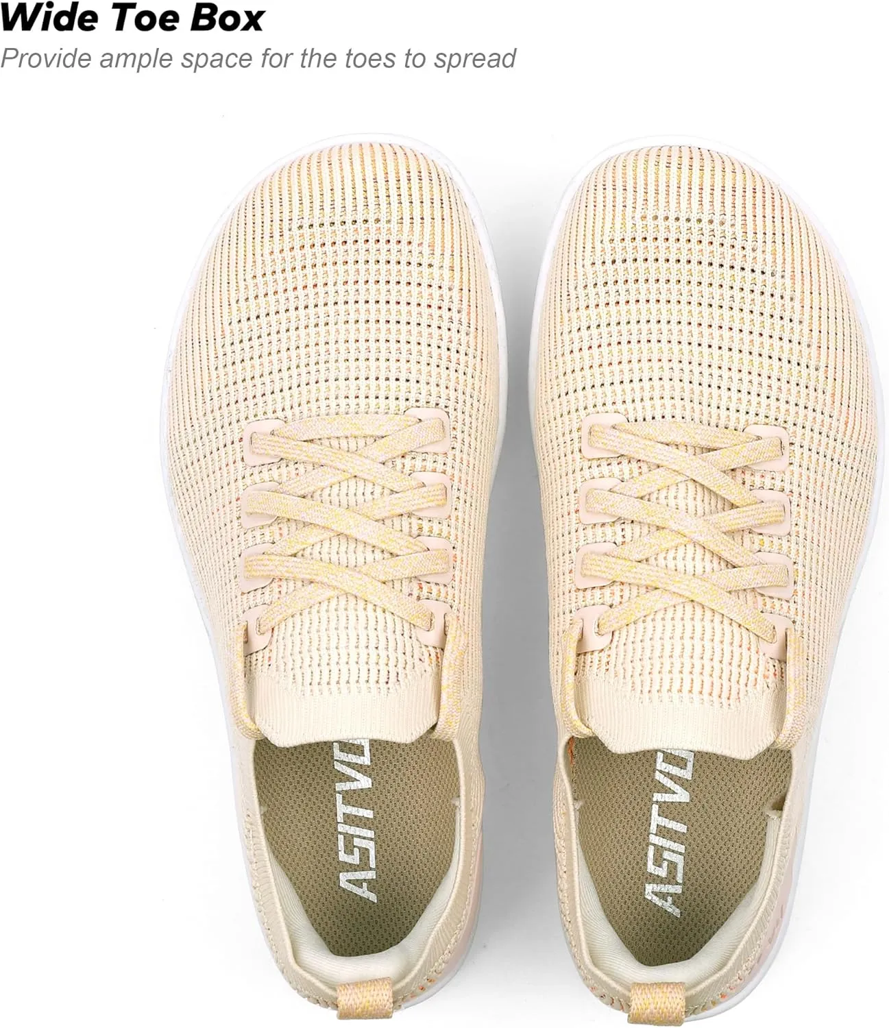 ASITVO Wide Women's Barefoot Zero Drop Sole Minimalist Width Toe Box Walking Shoes Sneakers Colourful Knit Upper