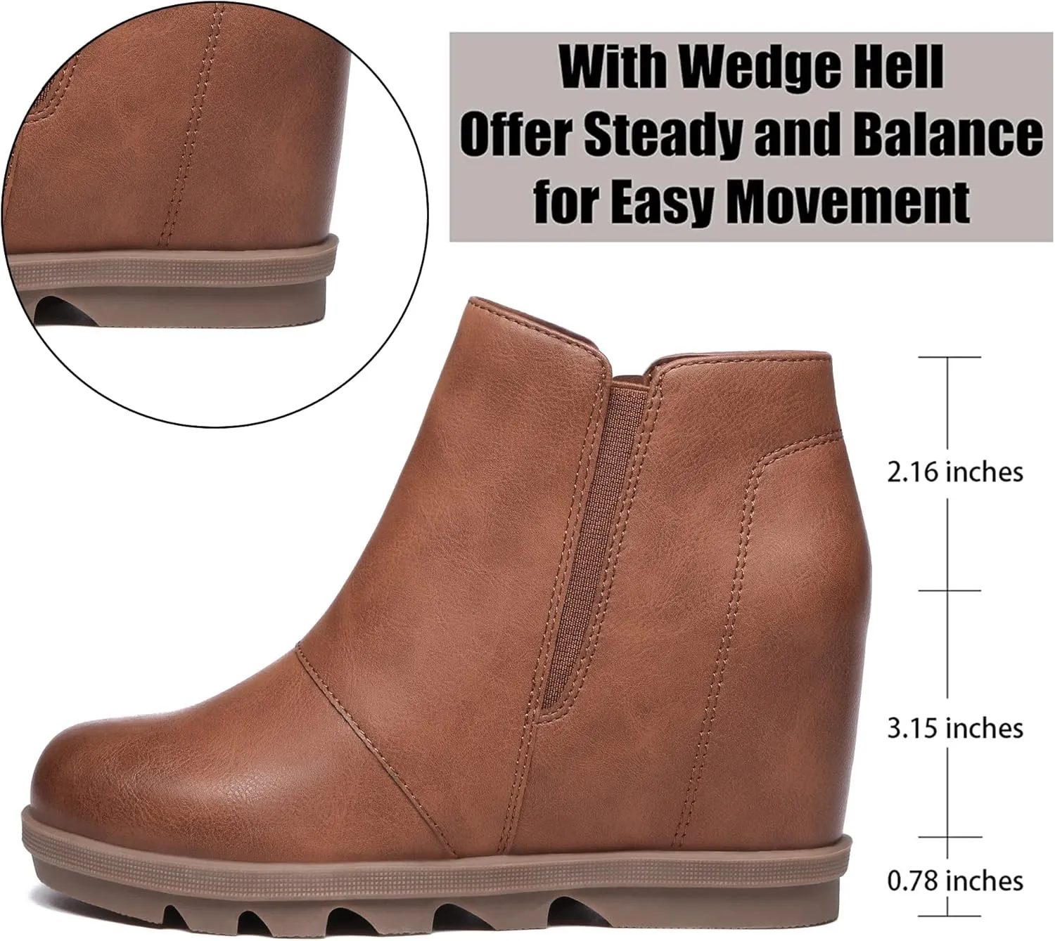 Athlefit Wedge Booties for Women with Heel Hidden Wedge Boots Comfortable Ankle Boots