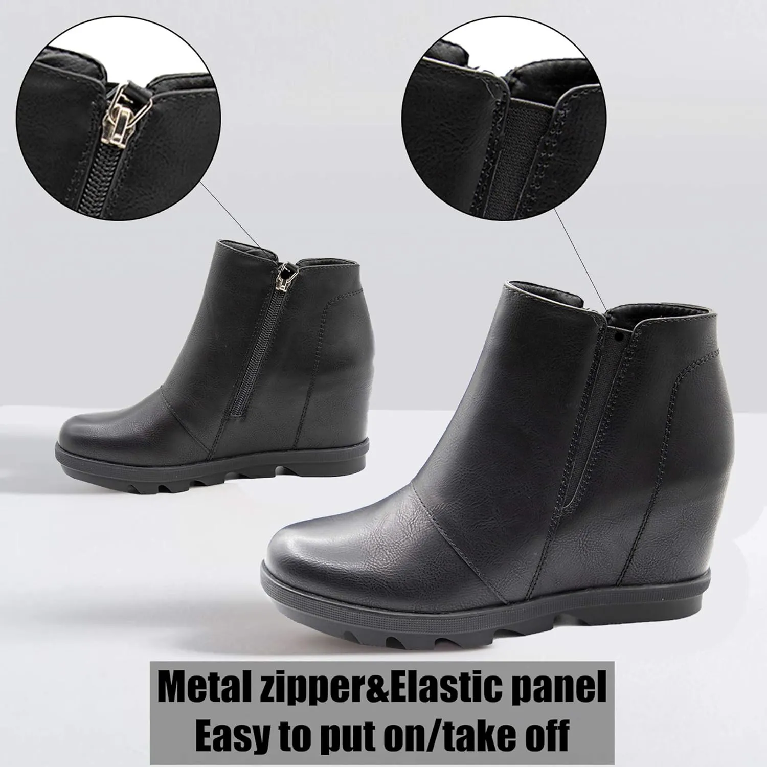 Athlefit Wedge Booties for Women with Heel Hidden Wedge Boots Comfortable Ankle Boots