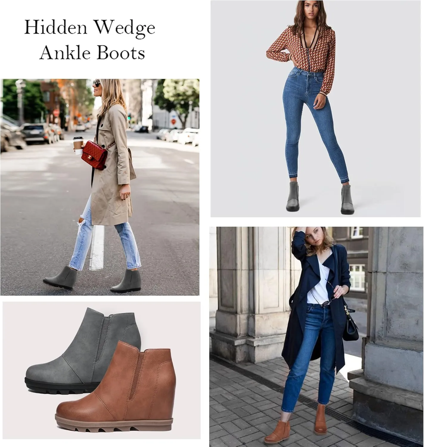 Athlefit Wedge Booties for Women with Heel Hidden Wedge Boots Comfortable Ankle Boots