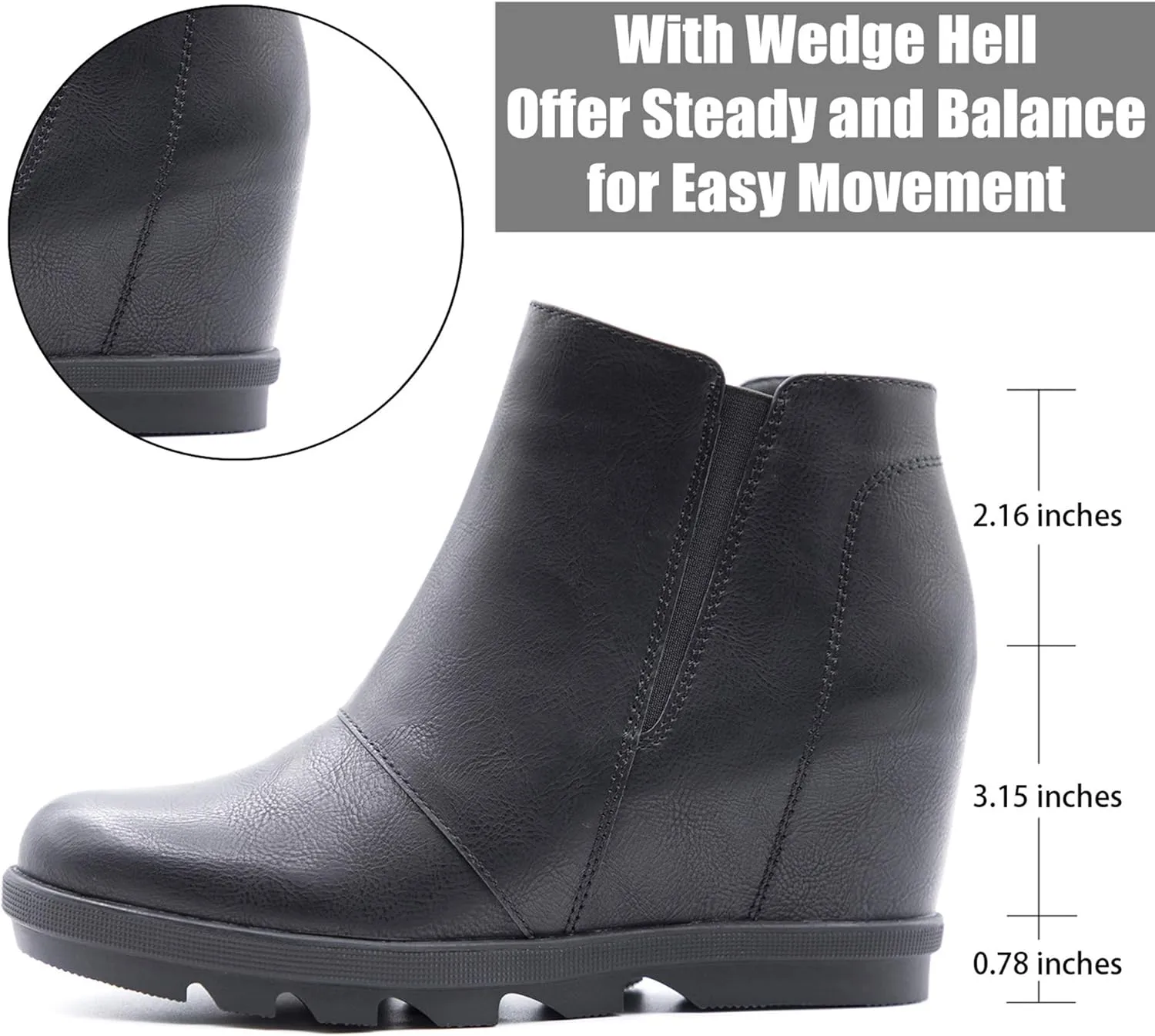 Athlefit Wedge Booties for Women with Heel Hidden Wedge Boots Comfortable Ankle Boots