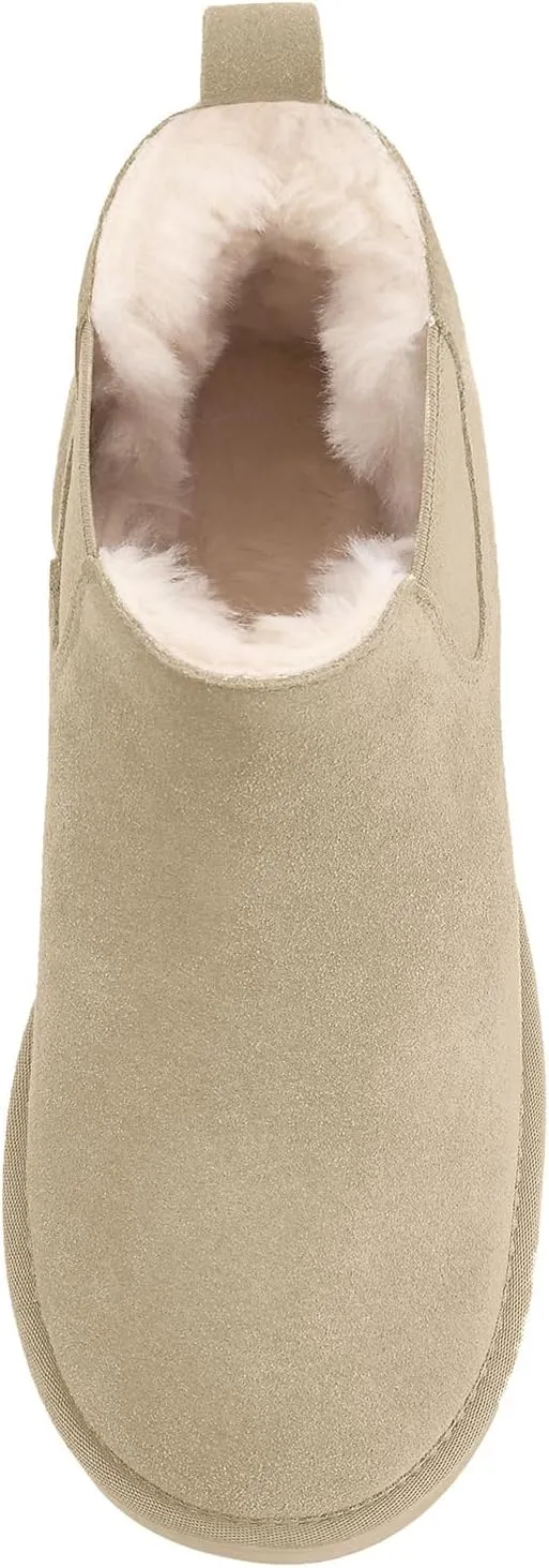 Athlefit Women's Classic Platform Chelsea Boots Winter Warm Fur Lined Anti-Slip Short Ankle Snow Boots