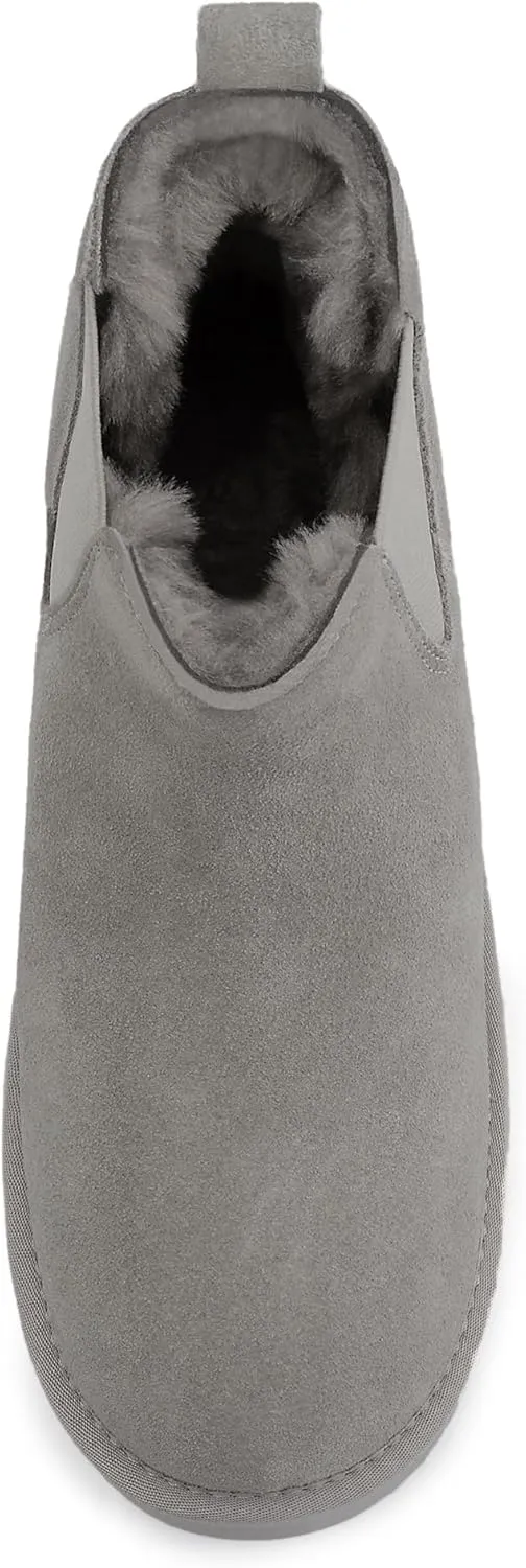 Athlefit Women's Classic Platform Chelsea Boots Winter Warm Fur Lined Anti-Slip Short Ankle Snow Boots