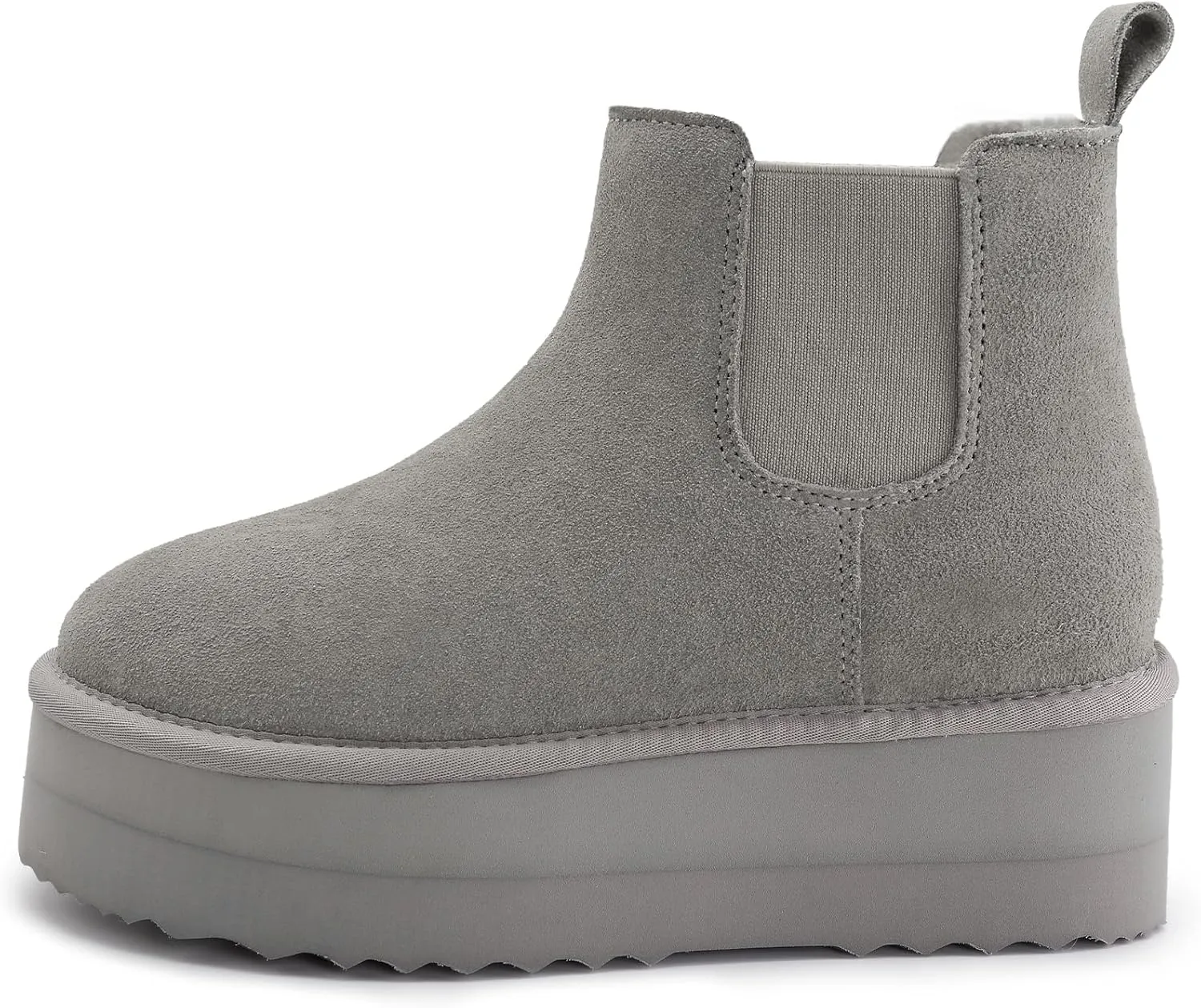 Athlefit Women's Classic Platform Chelsea Boots Winter Warm Fur Lined Anti-Slip Short Ankle Snow Boots