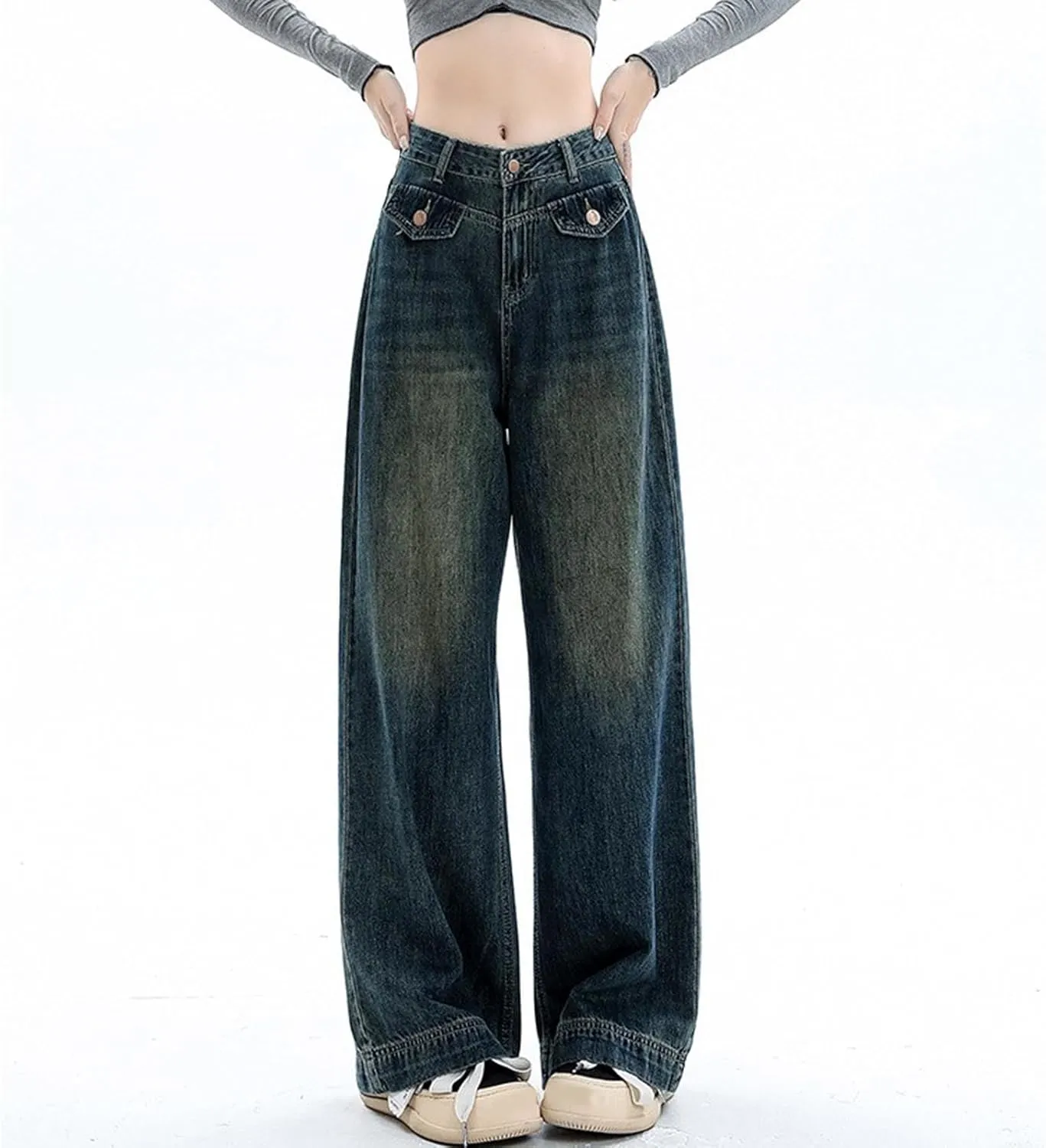Baggy Jeans for Women Y2K High Street Boyfriend Pants Vintage Jeans Aesthetic Teen Girls Hiphop Streetwear
