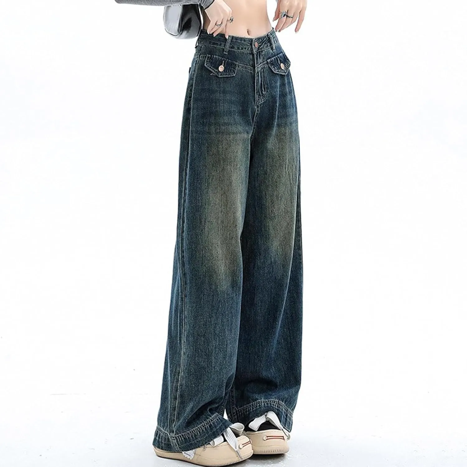 Baggy Jeans for Women Y2K High Street Boyfriend Pants Vintage Jeans Aesthetic Teen Girls Hiphop Streetwear
