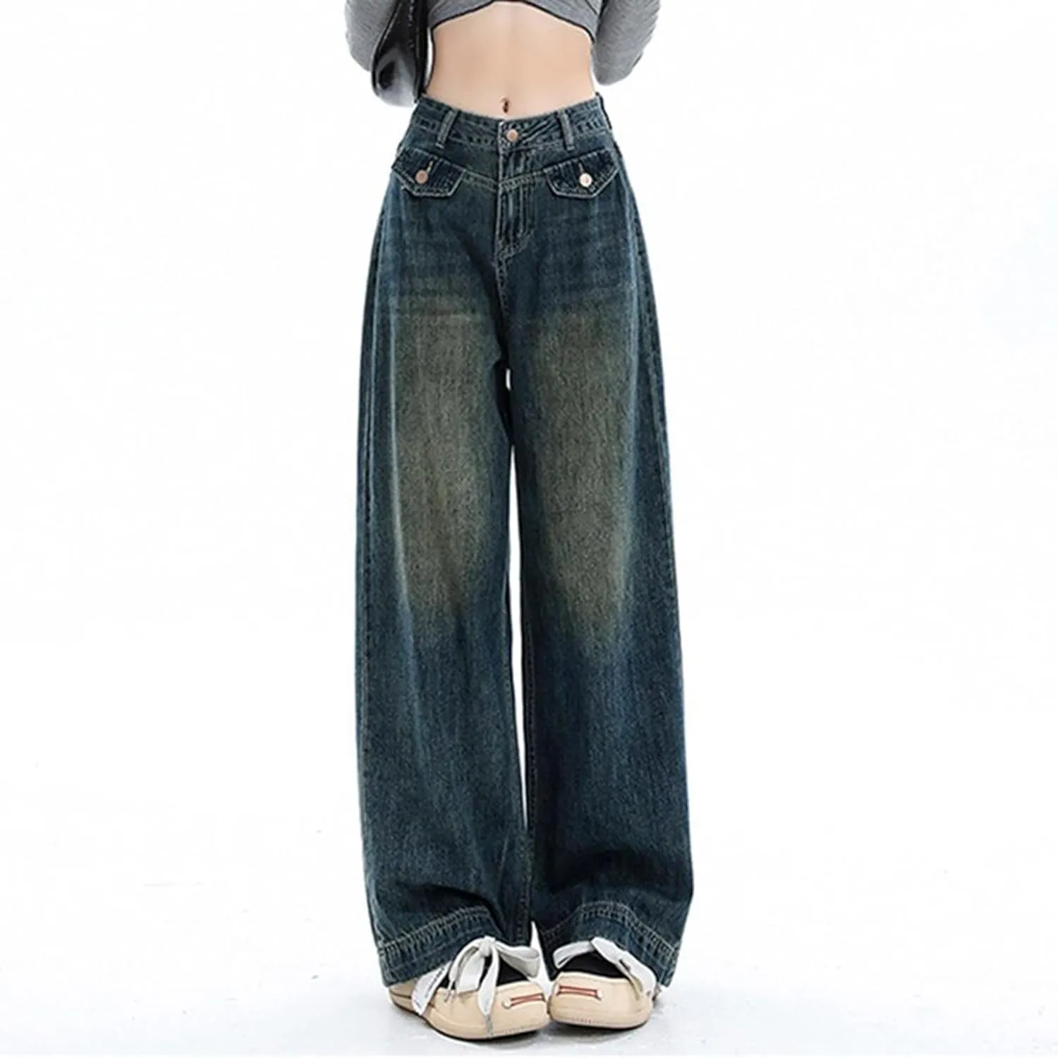 Baggy Jeans for Women Y2K High Street Boyfriend Pants Vintage Jeans Aesthetic Teen Girls Hiphop Streetwear