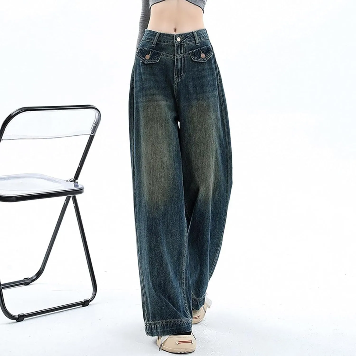 Baggy Jeans for Women Y2K High Street Boyfriend Pants Vintage Jeans Aesthetic Teen Girls Hiphop Streetwear