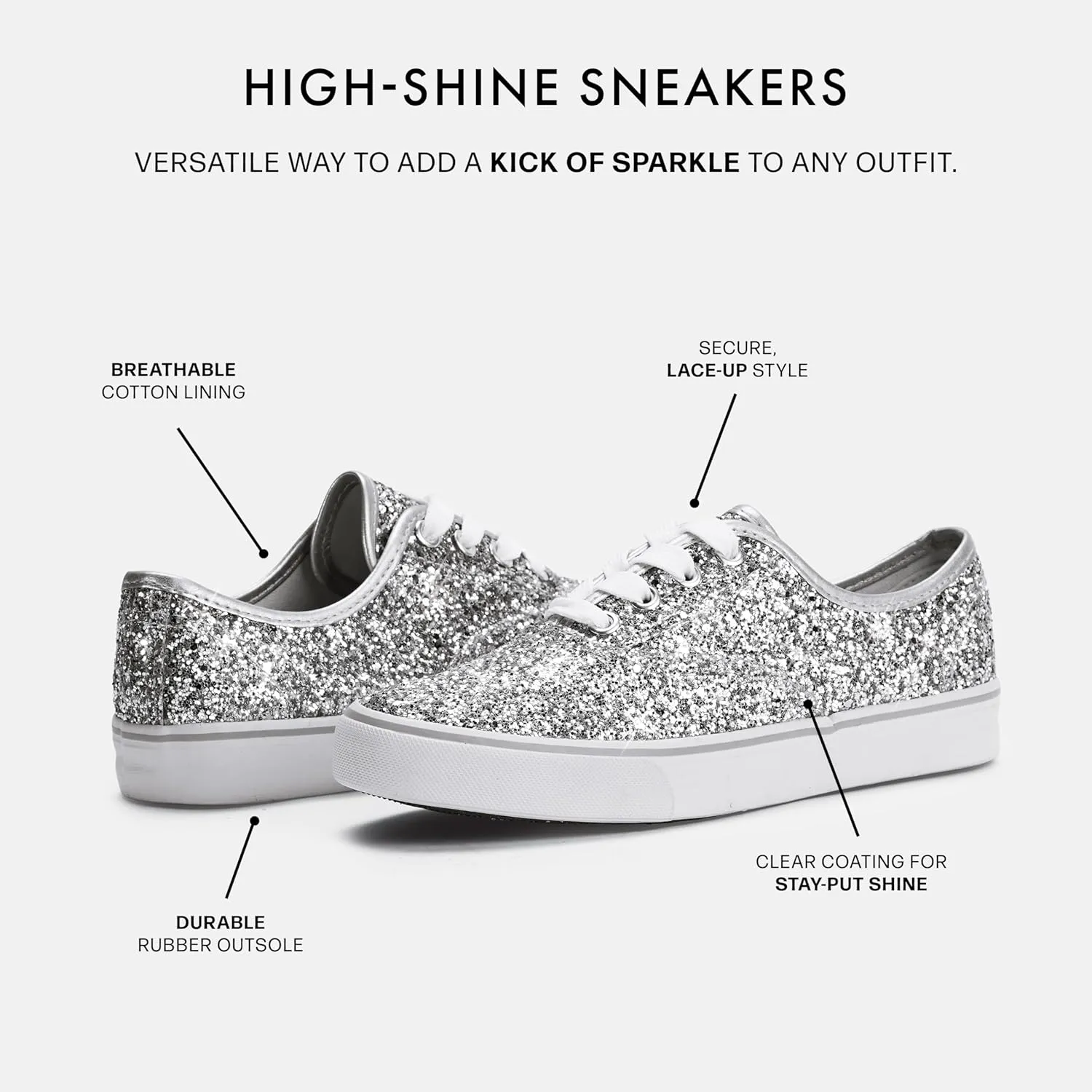Balera Glitter Low-Top Sneakers for Girls & Women Perfect for Dance