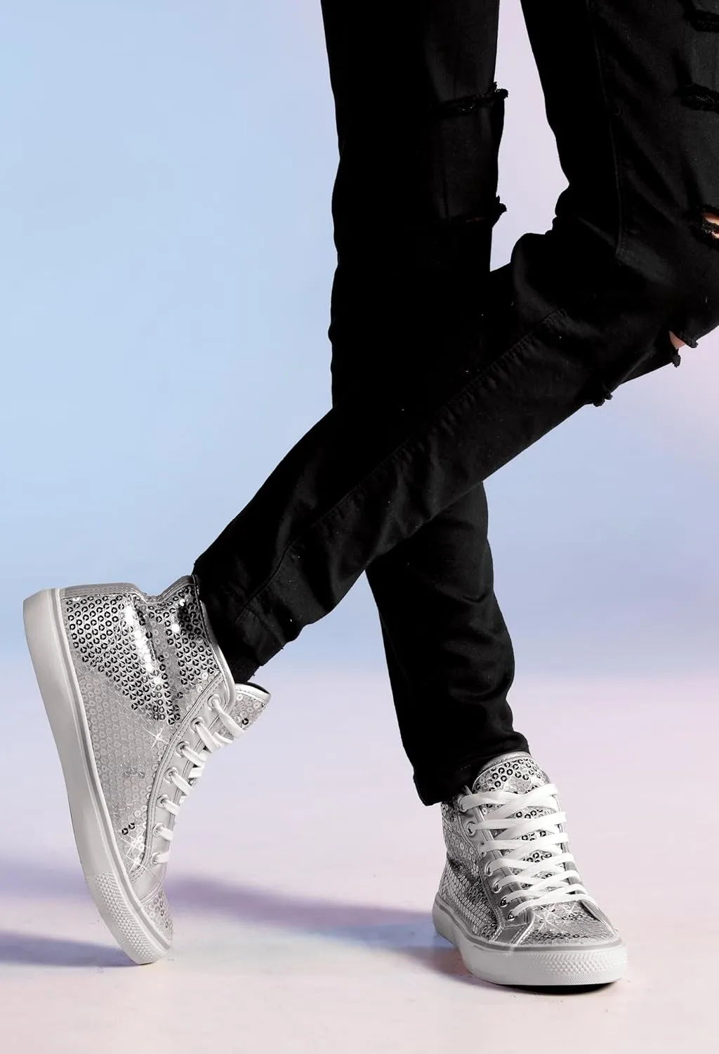 Balera Sequin High and Low Top Sneakers for Girls & Women Perfect for Dance