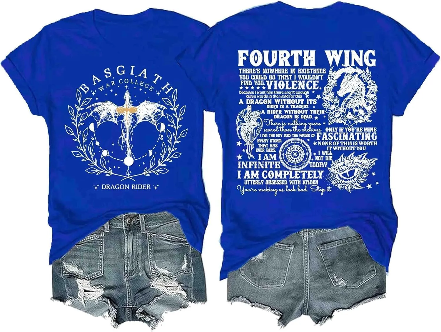 Basgiath War College T Shirt, Fourth Wing Shirts Women Dragon Rider Graphic Tee Bookish Book Lover Tee Top Basquiat War