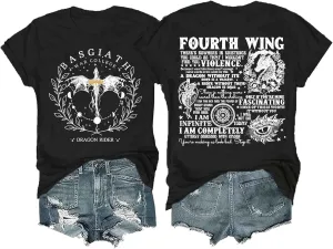 Basgiath War College T Shirt, Fourth Wing Shirts Women Dragon Rider Graphic Tee Bookish Book Lover Tee Top Basquiat War
