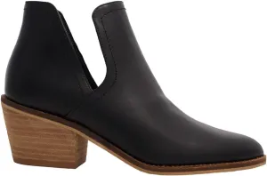 Beast Sunny-01 Women Western Short Ankle Pointed Toe Booties Boots V Side Cut D'Orsay Leather Block Heel
