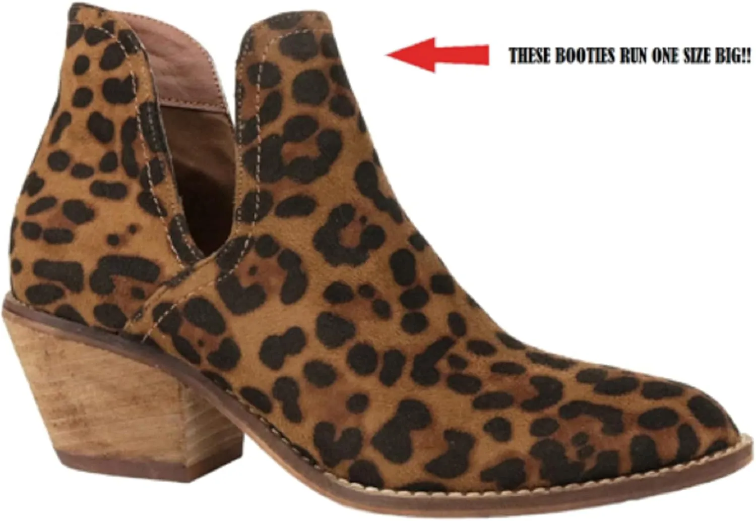 Beast Sunny-01 Women Western Short Ankle Pointed Toe Booties Boots V Side Cut D'Orsay Leather Block Heel